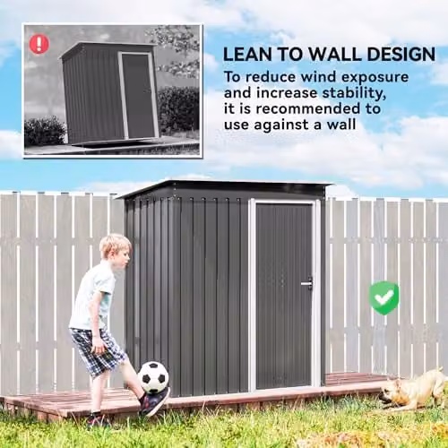 Outsunny Grey Metal Garden Storage Shed with Sliding Door and Sloped Roof – 5