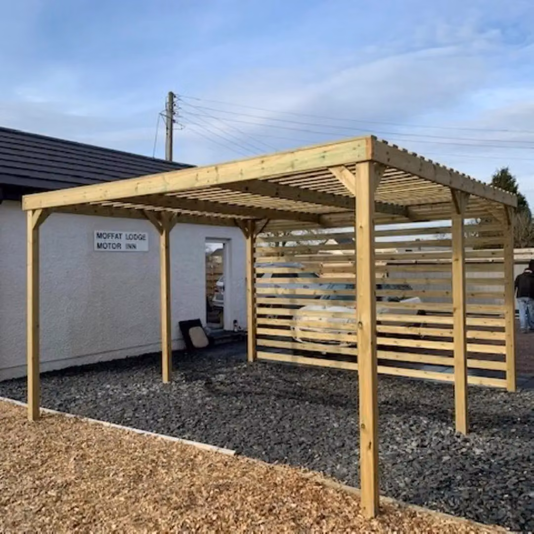 Rutland County Garden Furniture Ltd Shade Pergola in Wood and Galvanised Steel, Green/Brown, W: 420 cm, D: 240 cm, H: 270 cm – 3