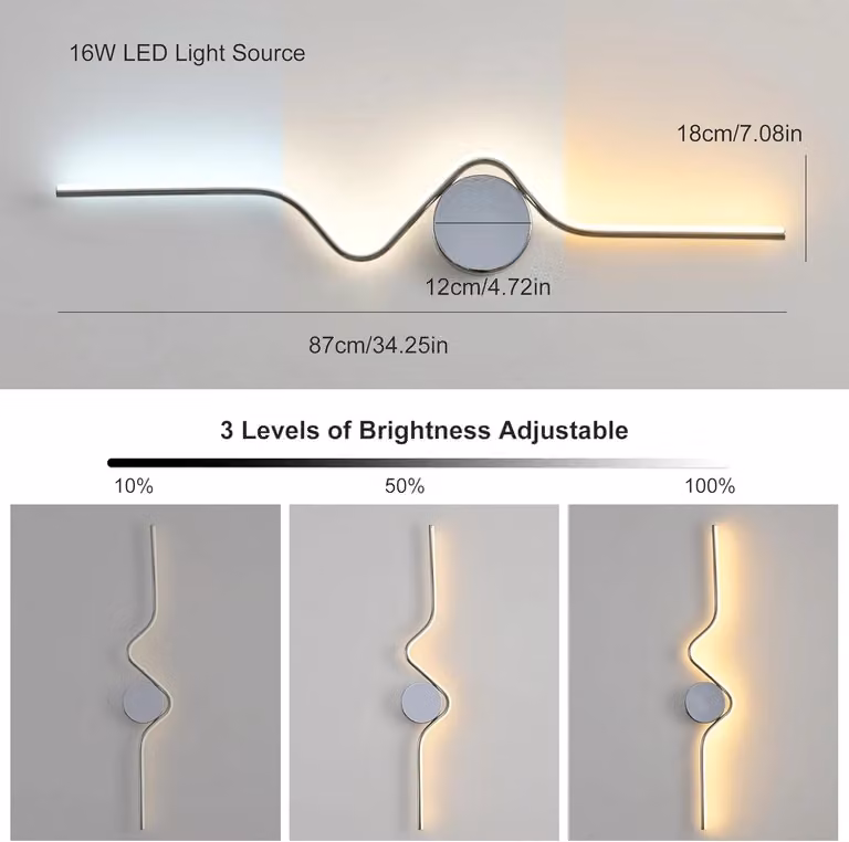 Garwarm Modern LED Wall Light in White with Remote Control and Dimmable CCT Settings