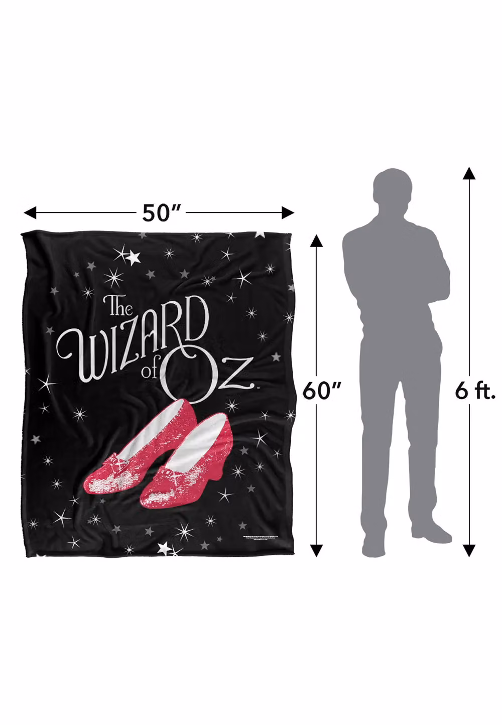 LOGOVISION The Wizard of Oz Black White and Red Ruby Slippers Super Soft Fleece Throw Blanket W/D/H: 152 x 127 x 1 cm – 8