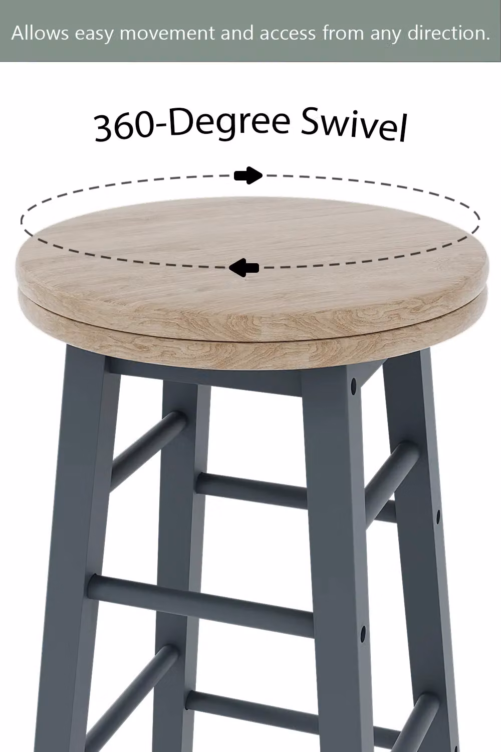 Home Discount Chef Vida Set of 2 Grey Fabric and Wood Revolving Bar Stools – 4