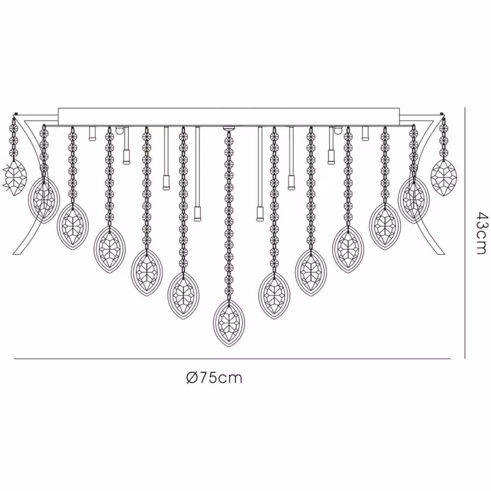 Netlighting Mios 15 Light Crystal Ceiling Light in Polished Chrome and Grey – 3