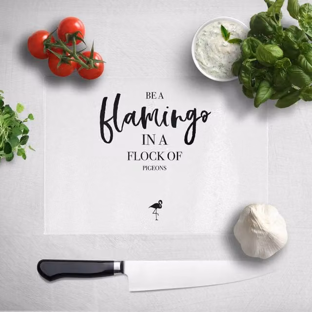 Zavvi Flamingo Rectangular Chopping Board, Multicolour