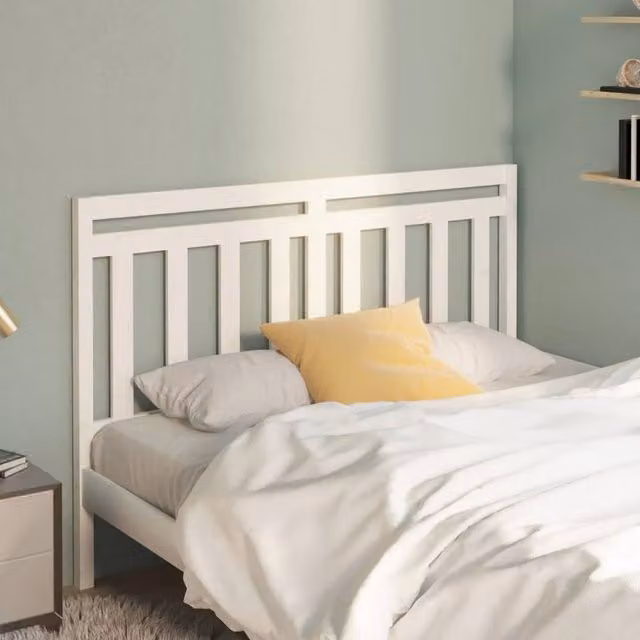 Berkfield Home White Rustic Solid Pine Wood Bed Headboard W: 140 cm, D: 4 cm, H: 100 cm – 1