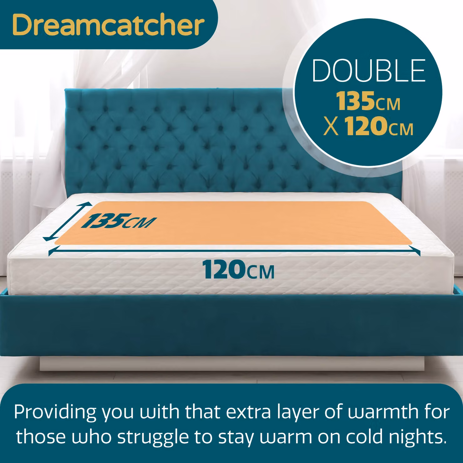 Dreamcatcher Double Electric Heated Under Blanket in White, Polyester, W/D/H: 140 x 200 cm – 4