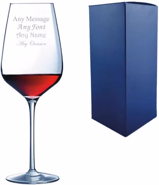 Uniqueful Personalised Large Lead-Free Crystal Wine Glass, 550ml, Clear – 1