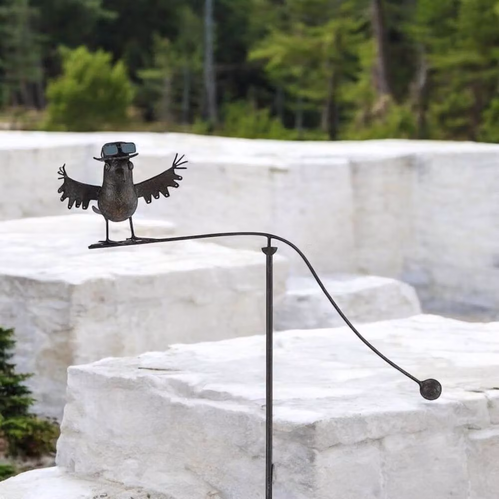 Minster Metal Bird Garden Stake in Grey, W: 27 cm, H: 55 cm – 2