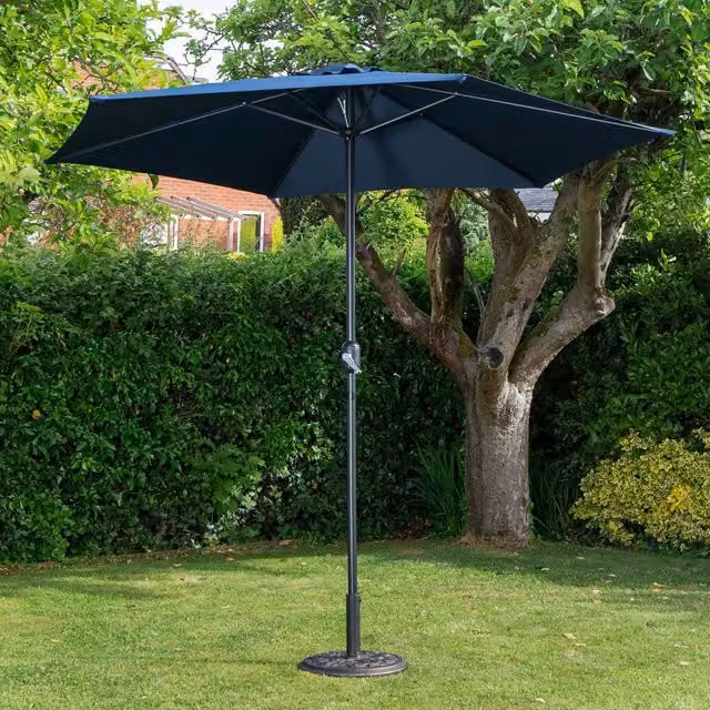 Samuel Alexander Blue Havana Garden Patio Parasol with Crank Handle, W/D/H: 270 x 270 x 235 cm