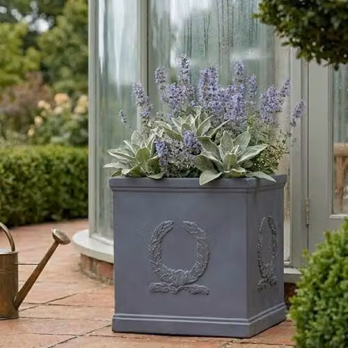 IDEALIST Grey Reinforced Stone Square Planter 37 cm