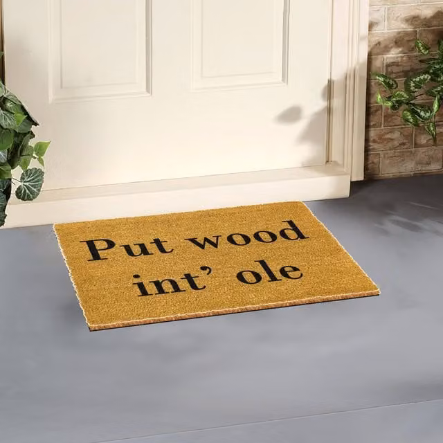 Artsy Mats Put Wud in Ole Doormat, Brown, Coir and Natural Rubber, Non-Slip and Weatherproof