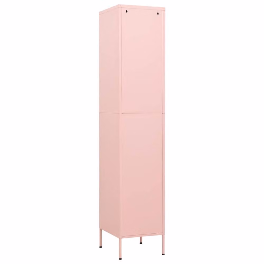 Berkfield Home Pink Metal Locker Cabinet with Internal Shelves and Lock, W/D/H: 35 x 46 x 180 cm