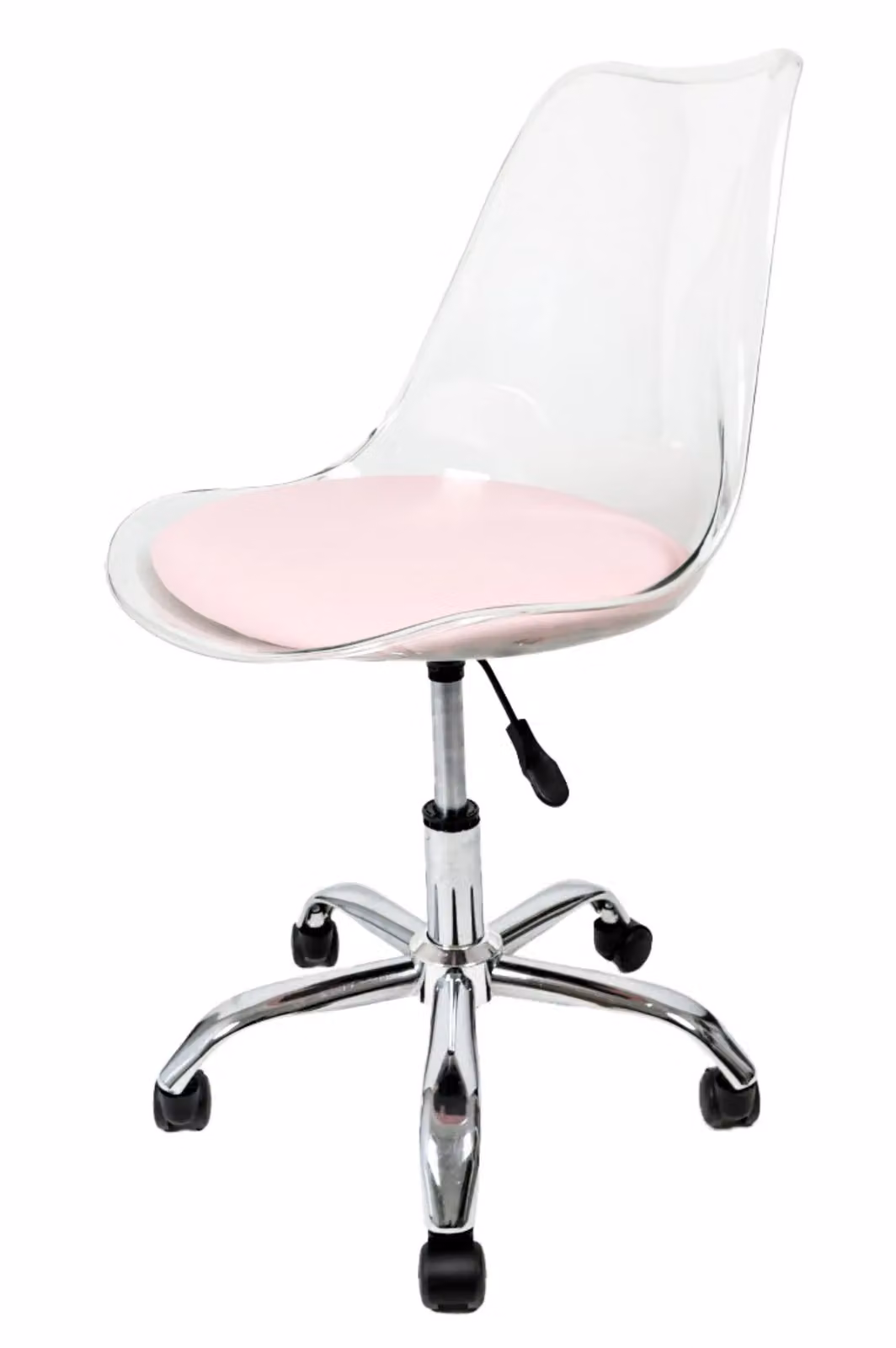 Fusion Living Soho Modern Transparent Pink Plastic Dining Chair with Swivel Base – 2