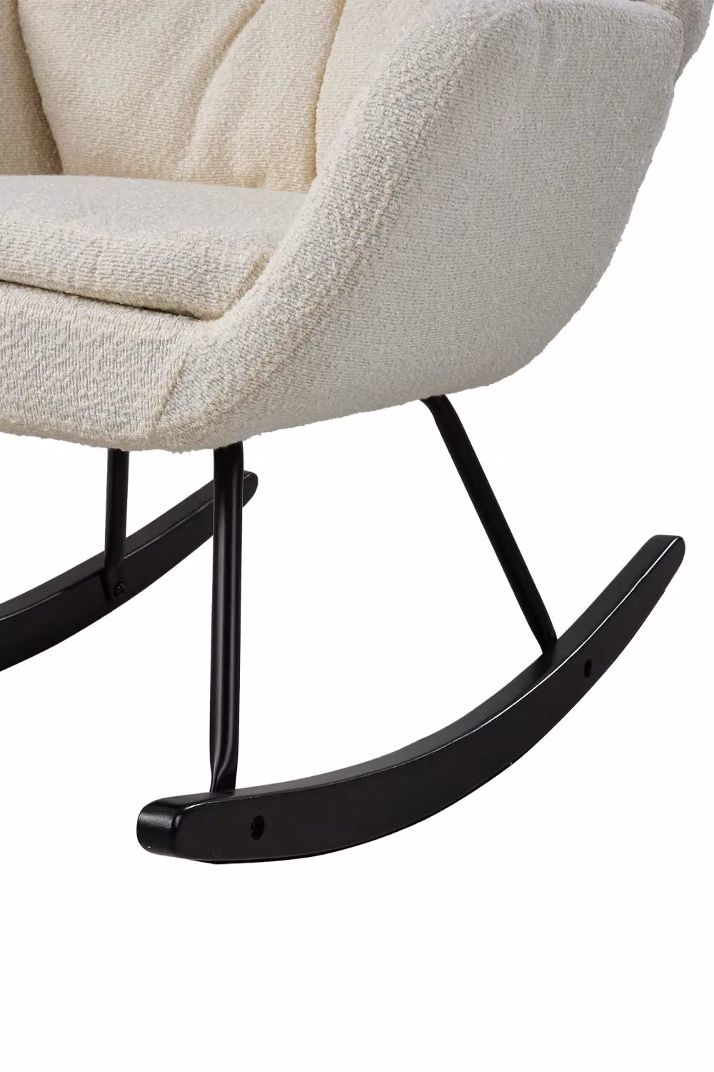 Living and Home Beige Bouclé Teddy Fleece Upholstered Rocking Chair with Armrests – 3