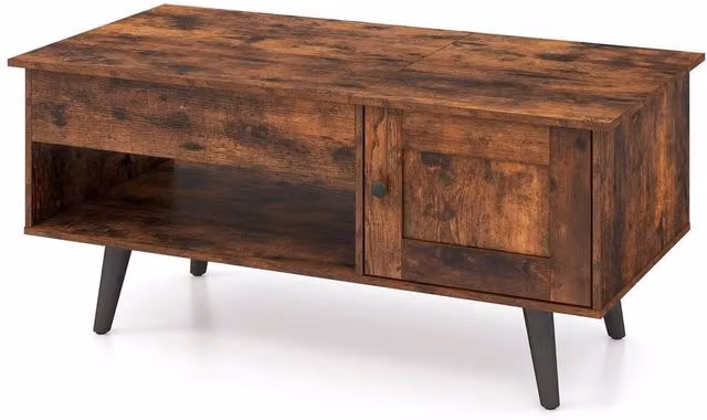 FLAVORA Brown Flip Top Coffee Table with Hidden Storage and Lift Mechanism – 1
