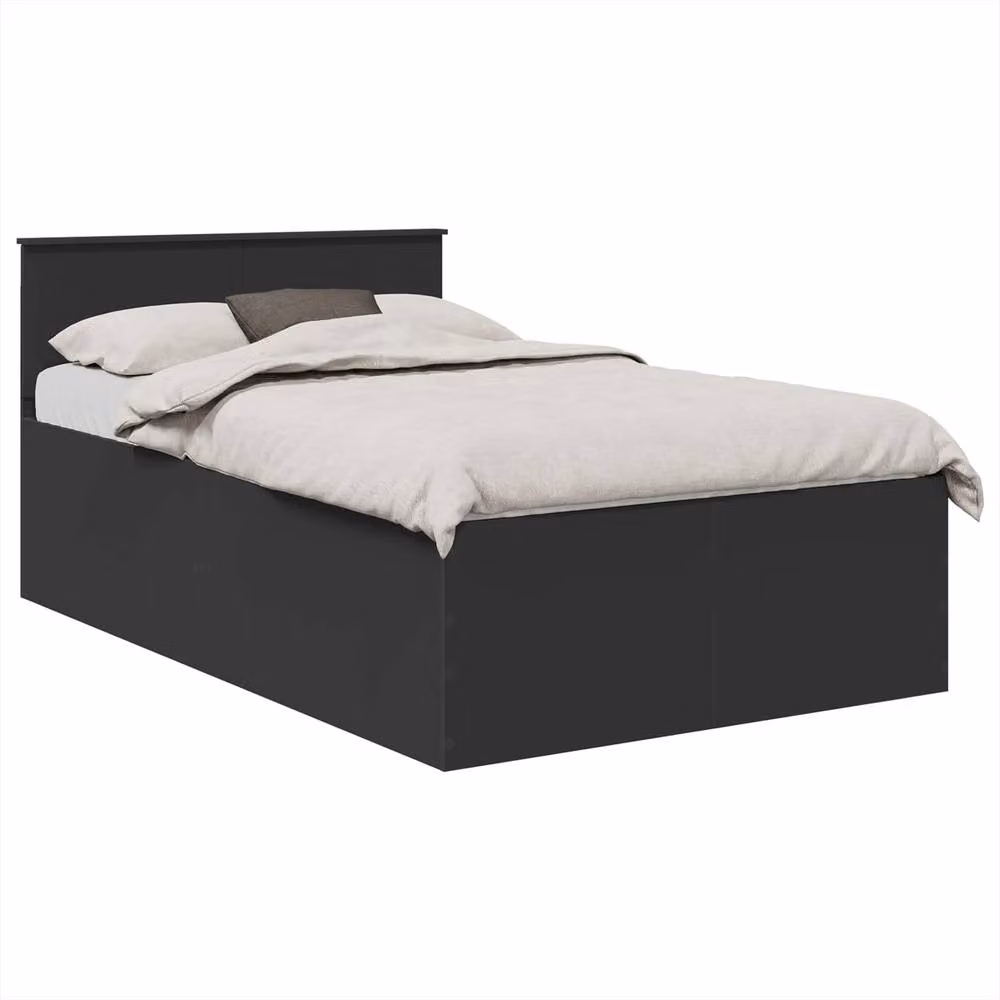 Berkfield Home Modern Bed Frame with Headboard and Lift Up Base in Black, W/D/H: 120 x 190 cm, Engineered Wood – 2