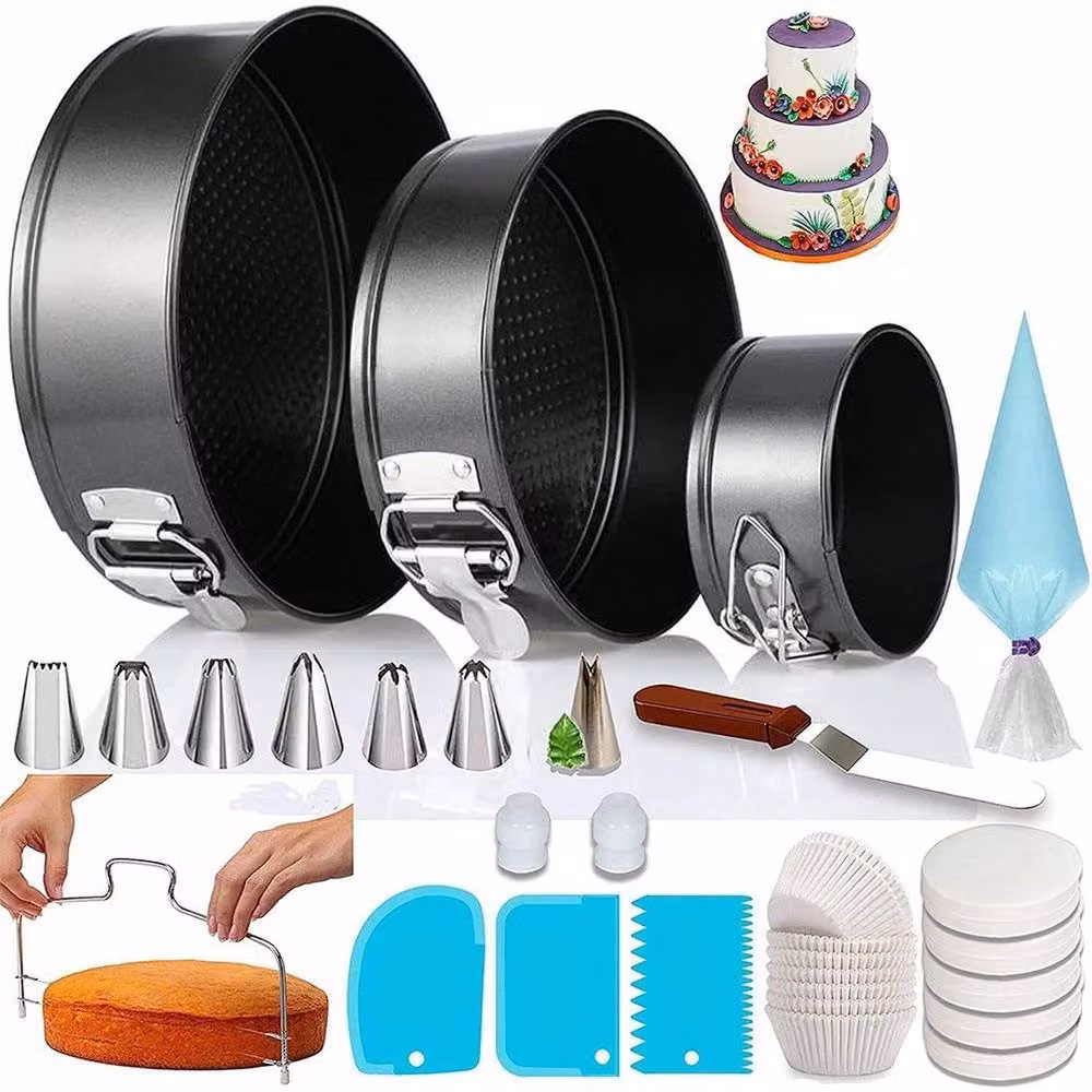 VOGREX 100-Piece Non-Stick Round Springform Baking Kit in Black – 2