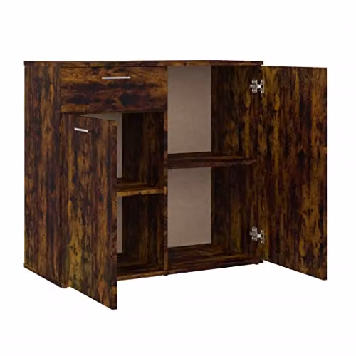 vidaXL Smoked Oak Sideboard in Brown, W/D/H: 80 x 36 x 75 cm – 4