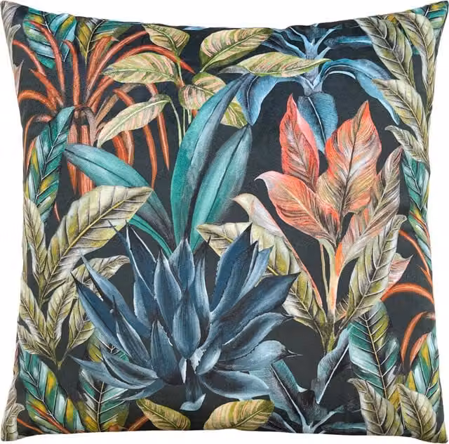 Mogori Vendure Floral Digitally Printed Velvet Cushion in Blue and Multicolour