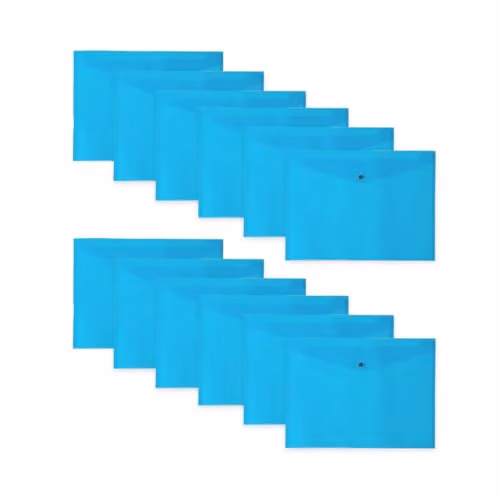 Pack of 12 Blue Janrax A3 Polypropylene Document Wallets with Press-Stud Fastening – 1