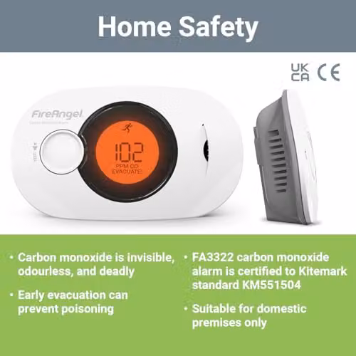 FireAngel FA3322 Digital Humidity and Carbon Monoxide Detector Alarm, White – 3