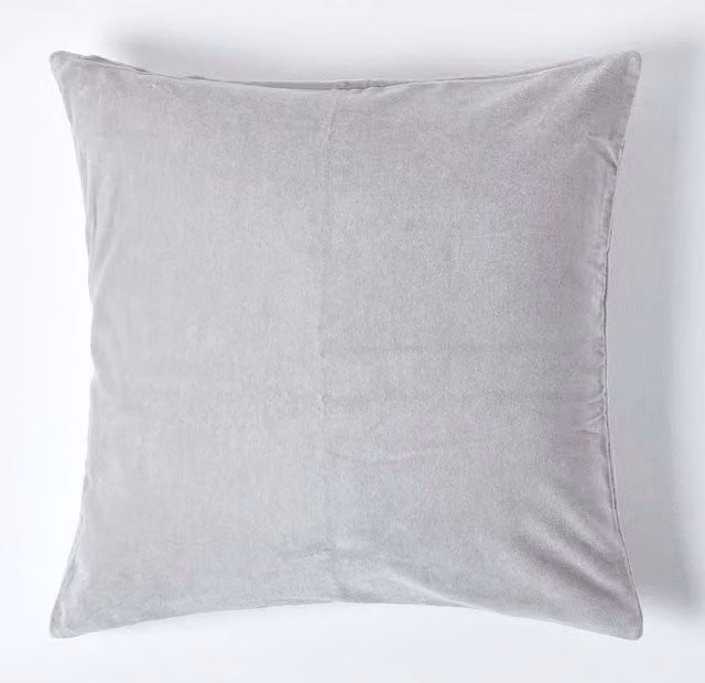 Homescapes Velvet Cushion Cover in Light Grey, 40 x 40 cm