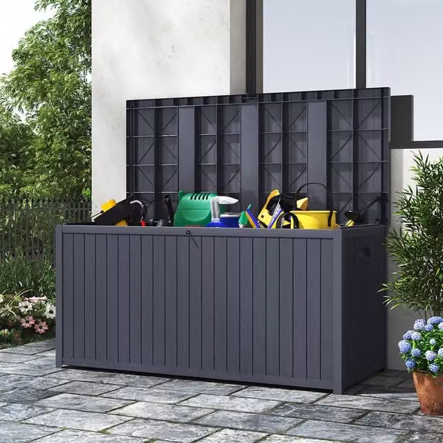 Breeins 430L Waterproof Modern Garden Storage Box in Grey