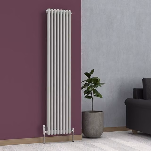 Lux Heat Vertical Coloured Column Radiator in Dove Grey, H 180 cm x W 38 cm