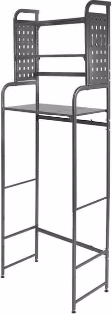 VOGREX 3 Tier Over Toilet and Washer Bathroom Storage Rack in Matt Black