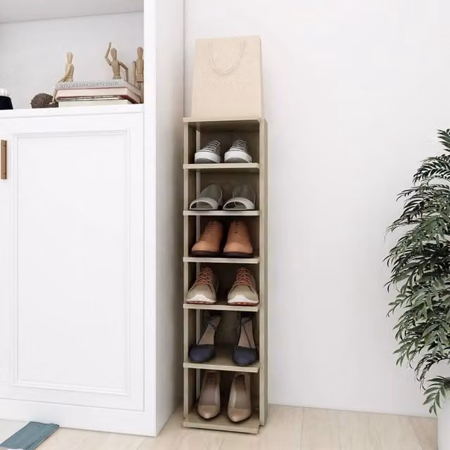 Berkfield Home Sonoma Oak Shoe Cabinet, Brown, W/D/H: 27.5 x 27.0 x 102.0 cm