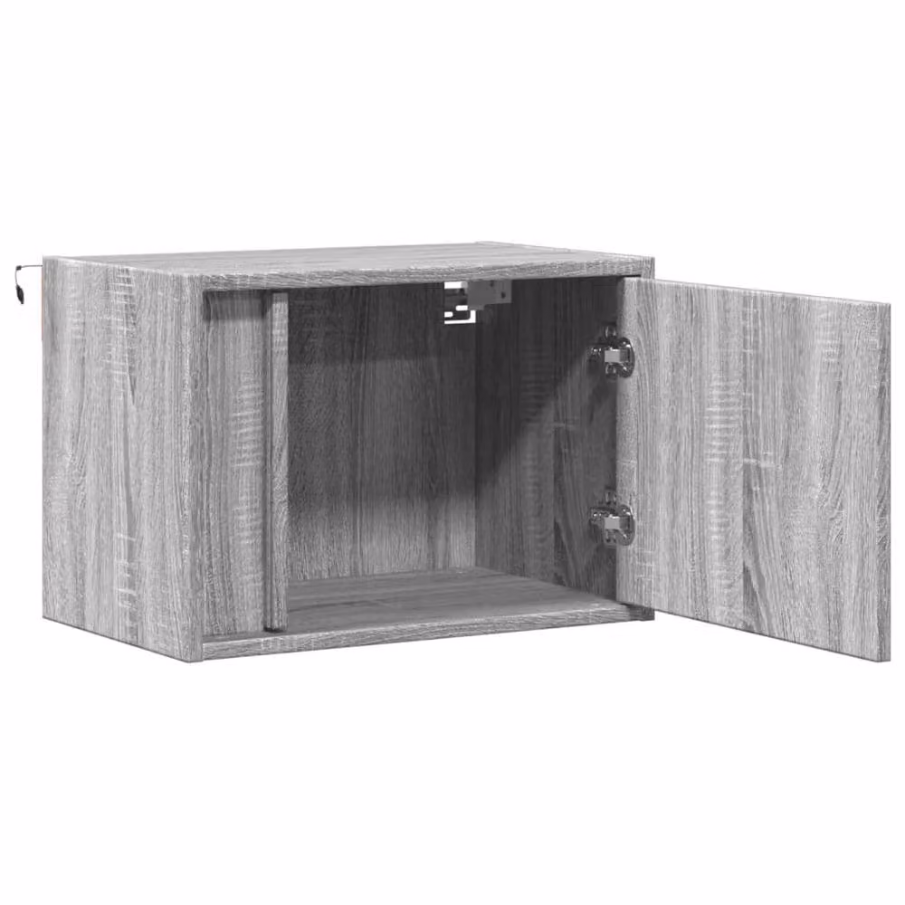 Berkfield Home Set of 2 Grey Wall-mounted Bedside Cabinets with Integrated LED Lighting – 3
