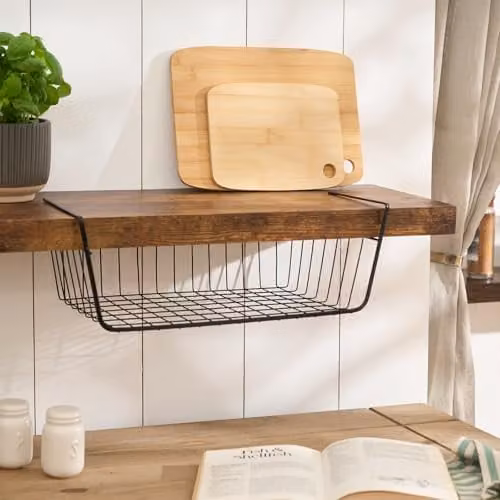OHS Metal Wire Under Shelf Hanging Storage Basket in Black – 1