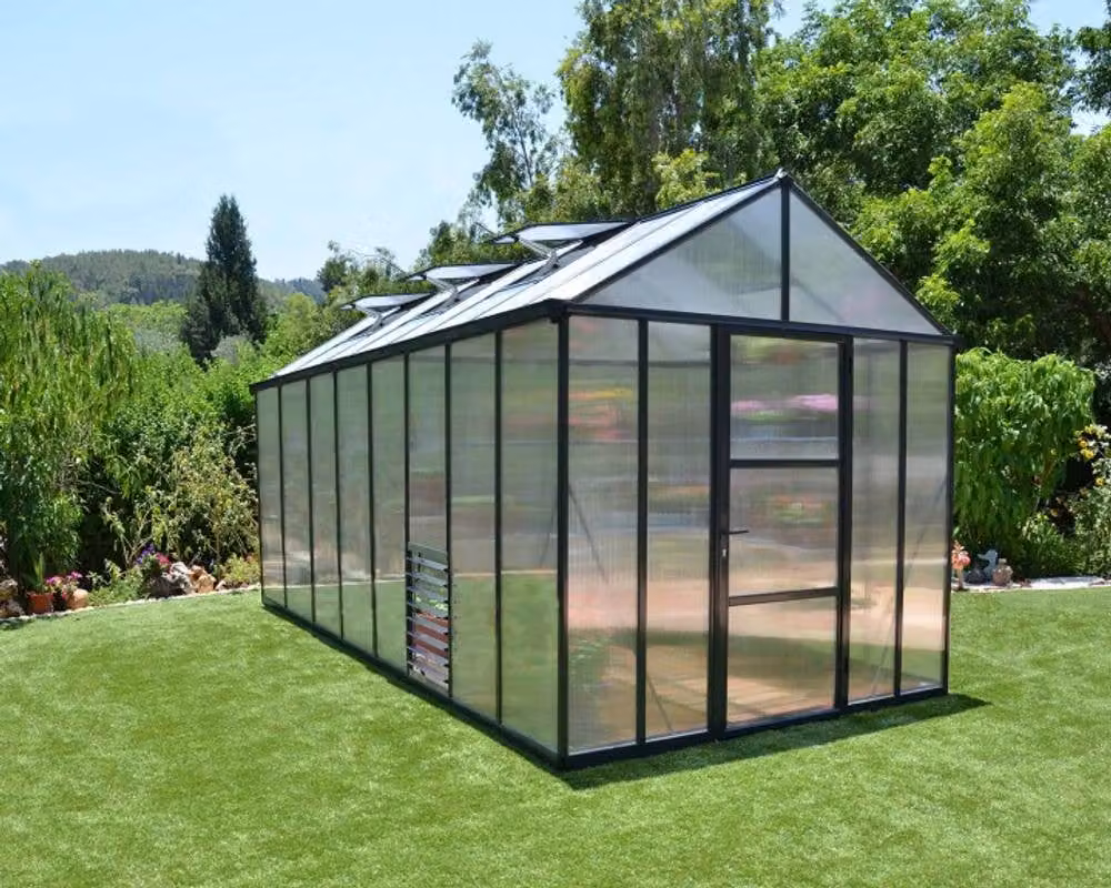 Palram Glory 8 x 16 Polycarbonate Greenhouse in Grey, L484 x W253 x H268.5 cm – 2