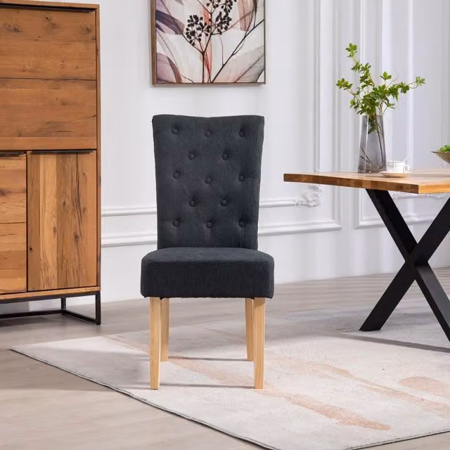 Artemis Home Set of 2 Pienza Fabric Dining Chairs in Black