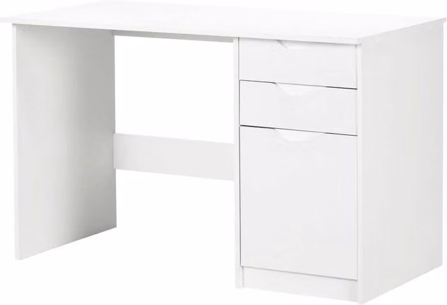 VOGREX Modern Glossy White Computer Desk with Dual Pedestal Drawers, W/D/H: 120 x 60 x 76 cm – 1
