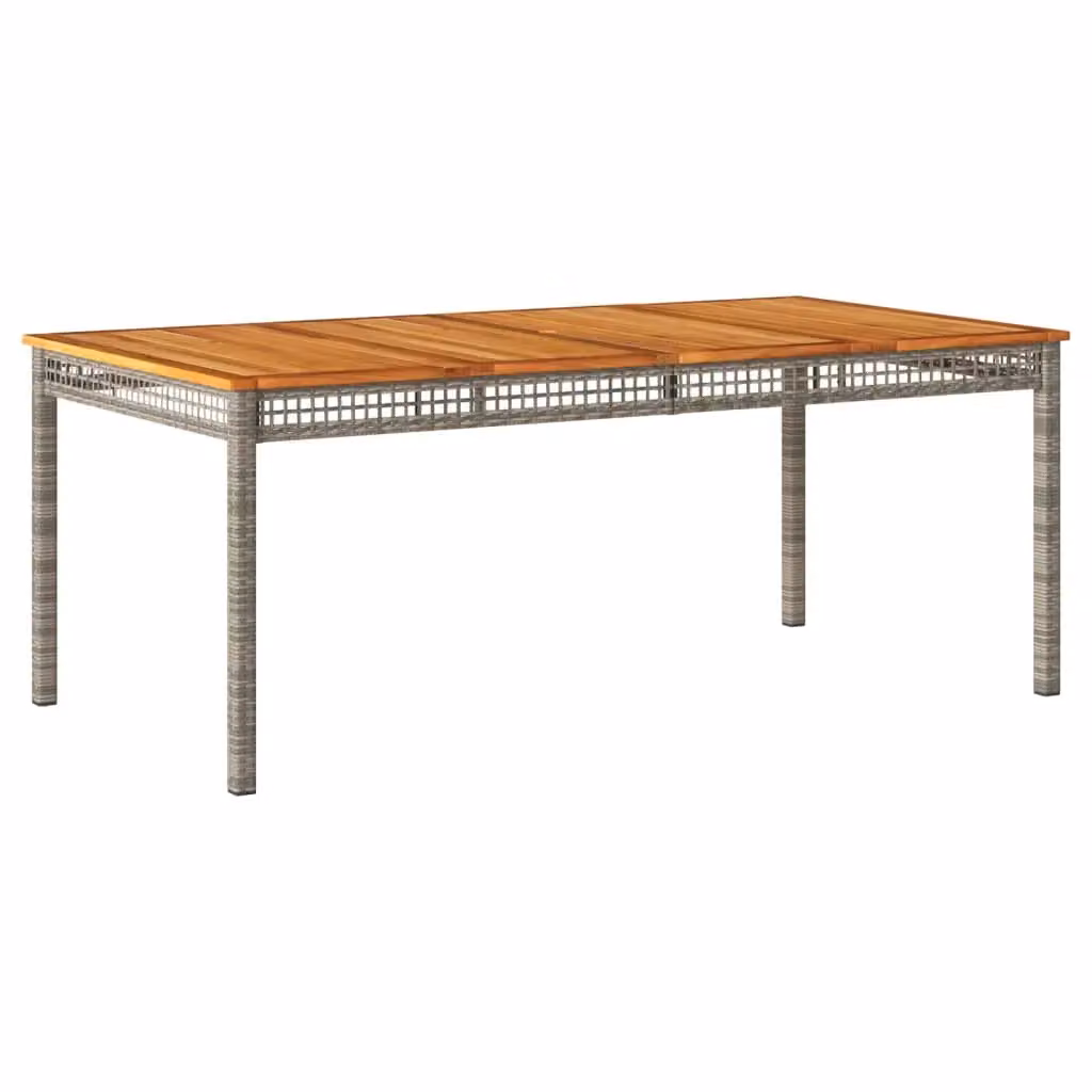 Berkfield Home Grey Poly Rattan Garden Table with Acacia Wood, W/D/H: 180 x 90 x 75 cm – 2