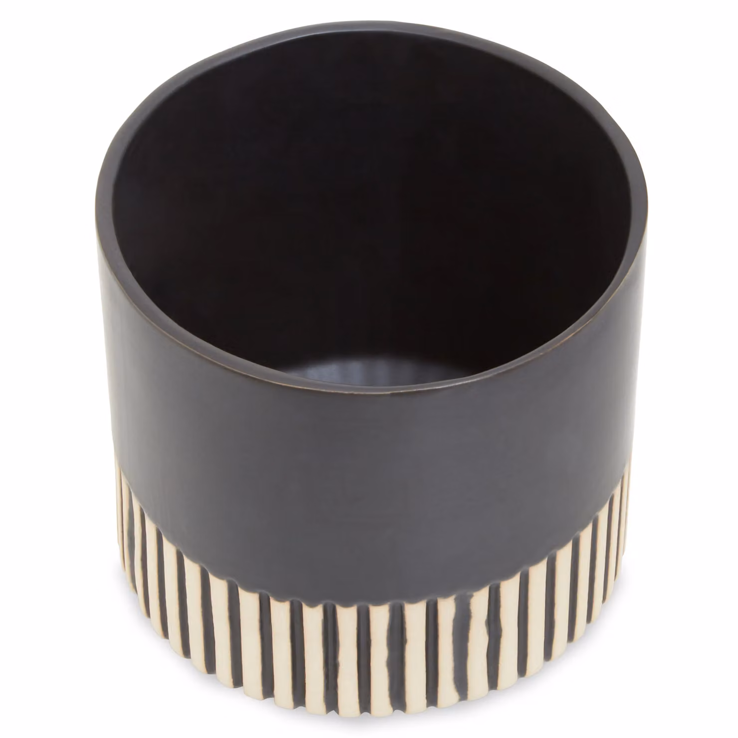 Orsina Modern Round Ceramic Tabletop Planter in Black and Gold – 2