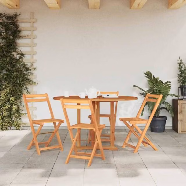 Berkfield Home Elegant Folding Butterfly Garden Table in Brown Solid Teak Wood, W/D/H: 120 x 70 x 75 cm – 1