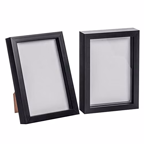 Nicola Spring Minimalist 3D Shadow Box Photo Frame, Black, Set of 2, A5