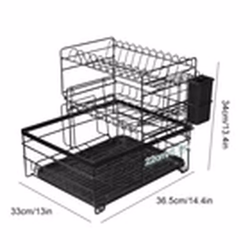 EONLION 3 Tier Sink Dish Drainer Rack with Cutlery Holder and Drip Tray, Black – 2