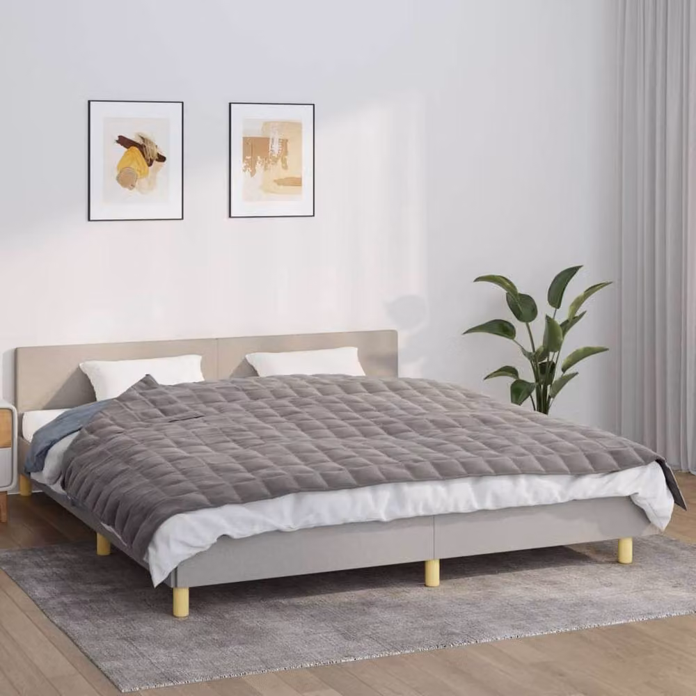 Berkfield Home Grey Weighted Blanket with Glass Beads, W: 155 cm, L: 220 cm, 7 kg – 2