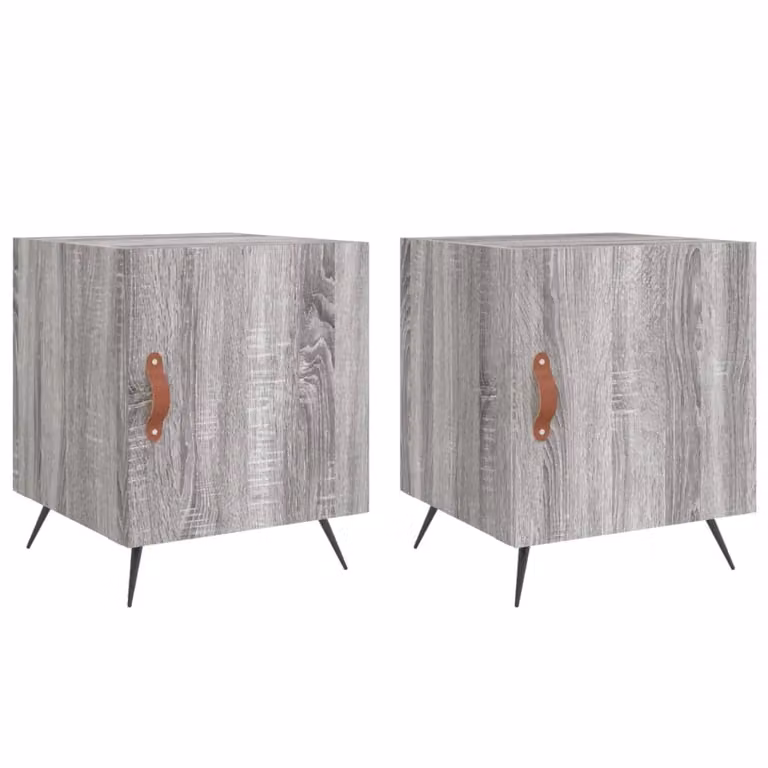 Berkfield Home Set of 2 Grey Sonoma Bedside Cabinets, W/D/H: 40 x 40 x 50 cm