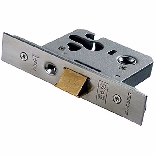 Loops Euro Profile Mortice Cylinder Night Latch Case, 64mm, Satin Stainless Steel Silver