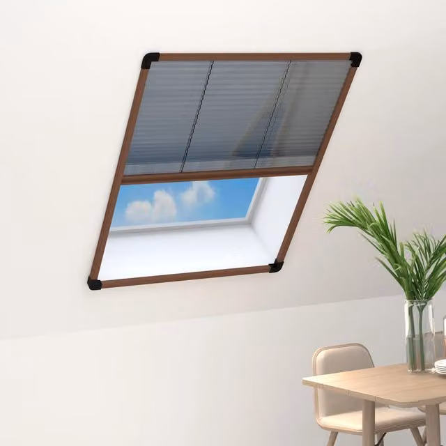 Berkfield Home Pleated Aluminium Insect Screen for Windows, Brown, W: 80 cm, H: 100 cm – 1