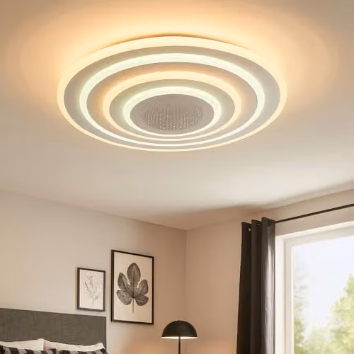 Globo Lighting Netlighting Smart LED Ceiling Light, White and Chrome, Dimmable with Remote Control, Timer, and App Control, D x H: 42 x 6.7 cm – 4