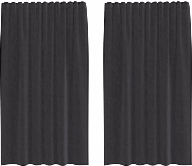 Berkfield Home Black Transparent Voile Fabric Panel Curtains with Rod Pockets, 2 Pack