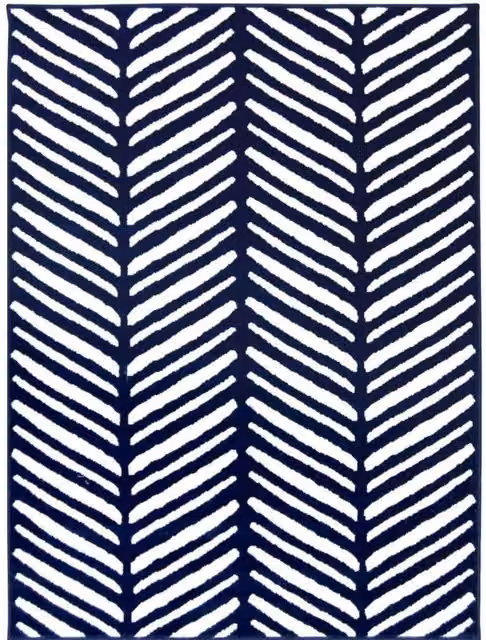 THE RUGS Maestro Collection Herringbone Design Rug in Blue and White, W: 80 cm, L: 150 cm