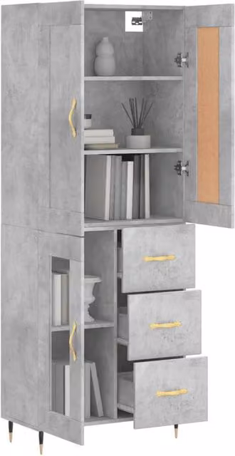 Berkfield Home Modern Highboard in Concrete Grey, W/D/H: 69.5 x 34 x 180 cm – 1