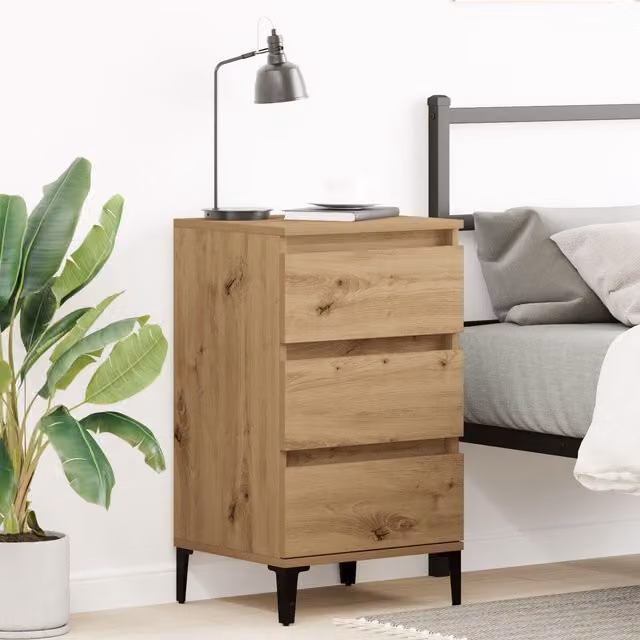 Berkfield Home Artisan Oak Bedside Cabinet in Brown, W/D/H: 40 x 35 x 70 cm – 1