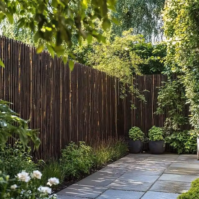 Woven Wood Black Premium Thick Bamboo Cane Fencing Screening Roll, W: 180 cm, H: 190 cm