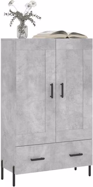 Berkfield Home Industrial Highboard in Concrete Grey, W/D/H: 69.5 x 31 x 115 cm